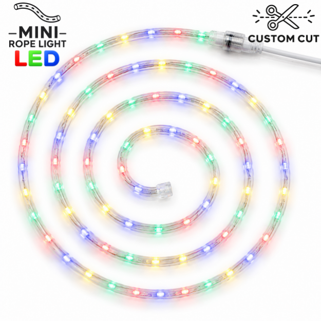 Multicolor LED Custom Mini Rope Light Kit 3/8" 2 Wire 120V