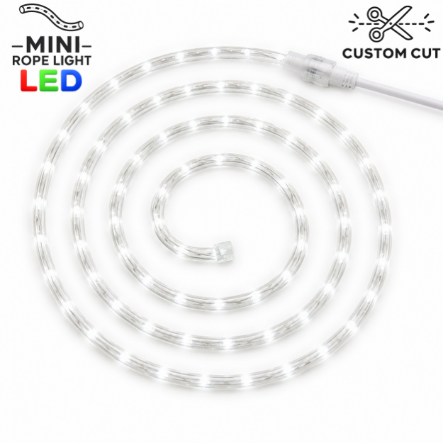 Pure White LED Custom Mini Rope Light Kit 3/8" 2 Wire 120V