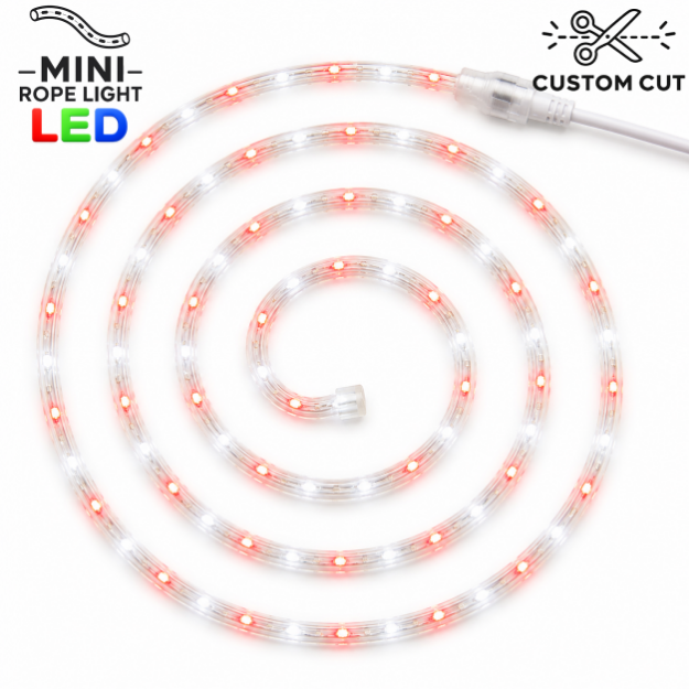 Red/Pure White LED Custom Mini Rope Light Kit 3/8" 2 Wire 120V