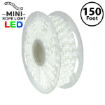 Pure White LED Mini Rope Light Spool 150' 3/8" 2 Wire 120V