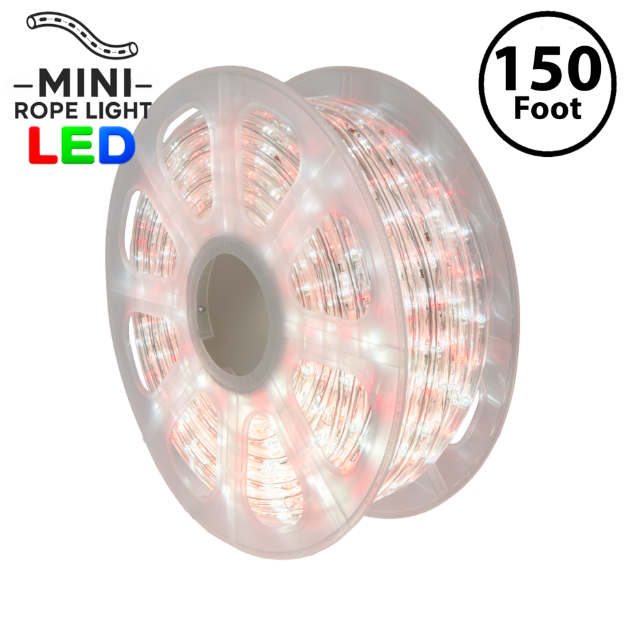 Red/Pure White LED Mini Rope Light Spool 150' 3/8" 2 Wire 120V