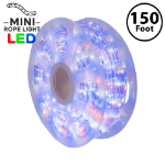 Red/Pure White/Blue LED Mini Rope Light Spool 150' 3/8" 2 Wire 120V