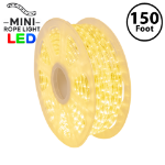 Sun Warm White LED Mini Rope Light Spool 150' 3/8" 2 Wire 120V