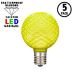 Yellow Diamond Faceted LED G40 Globe Bulbs - 5pk