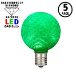 Green Diamond Faceted LED G40 Globe Bulbs - 5pk
