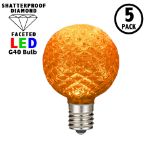 Orange Diamond Faceted LED G40 Globe Bulbs - 5pk