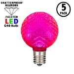 Pink Diamond Faceted LED G40 Globe Bulbs - 5pk