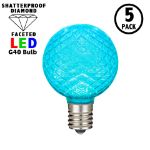 Teal Diamond Faceted LED G40 Globe Bulbs - 5pk