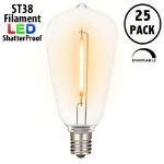 Ultra Warm White - ST38 - E12 Plastic Filament LED Replacement Bulbs - 25 Pack