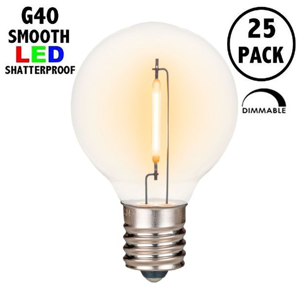 Ultra Warm White - G40 - Plastic Filament LED Replacement Bulbs - 25 Pack