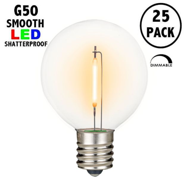 Ultra Warm White LED G50 Plastic Filament LED Globe Bulbs - 25pk