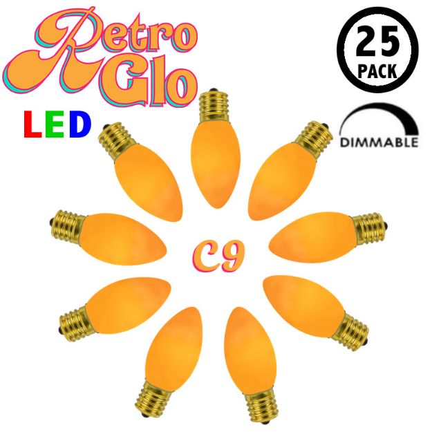 C9 RetroGlo Vintage Yellow Ceramic LED Replacement Bulbs - 25 Pack