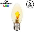 5 Pack LED Flicker Flame C9 LED Plastic Intermediate Base e17 Bulbs