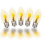 5 Pack LED Flicker Flame C9 LED Plastic Intermediate Base e17 Bulbs