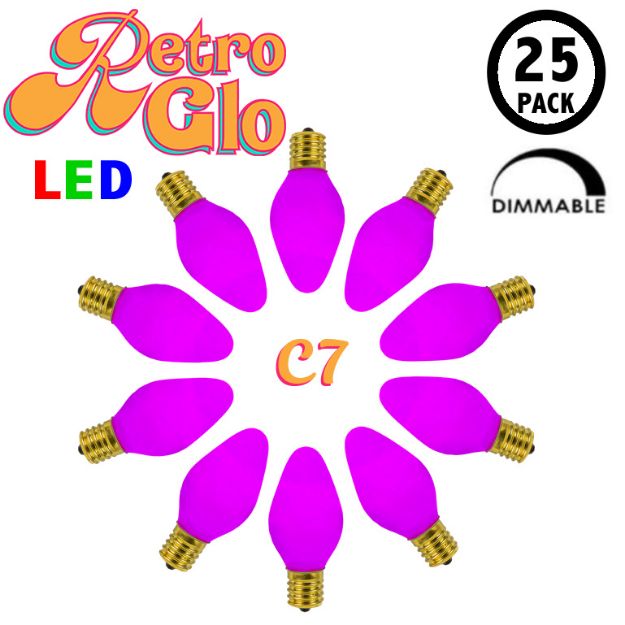 C7 RetroGlo Vintage Purple Ceramic LED Replacement Bulbs - 25 Pack