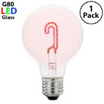 LED Candy Cane Upright Decorative Filament G80 Medium Base Glass Bulb - 1pk