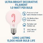 LED Candy Cane Upright Decorative Filament G80 Medium Base Glass Bulb - 1pk