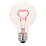 LED Heart Upright Decorative Filament G80 Medium Base Glass Bulb - 1pk