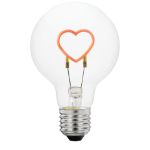 LED Heart Upright Decorative Filament G80 Medium Base Glass Bulb - 1pk