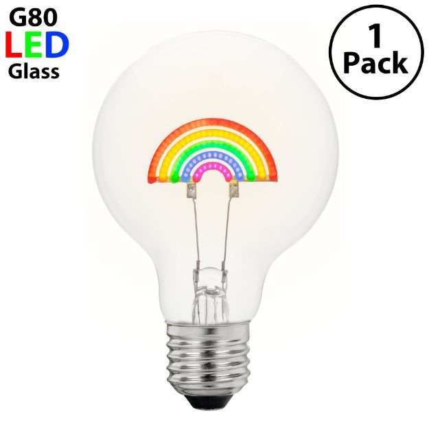 LED Rainbow Upright Decorative Filament G80 Medium Base Glass Bulb - 1pk