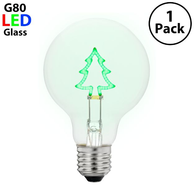 LED Christmas Tree Upright Decorative Filament G80 Medium Base Glass Bulb - 1pk