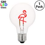 LED Flamingo Upright Decorative Filament G80 Medium Base Glass Bulb - 1pk