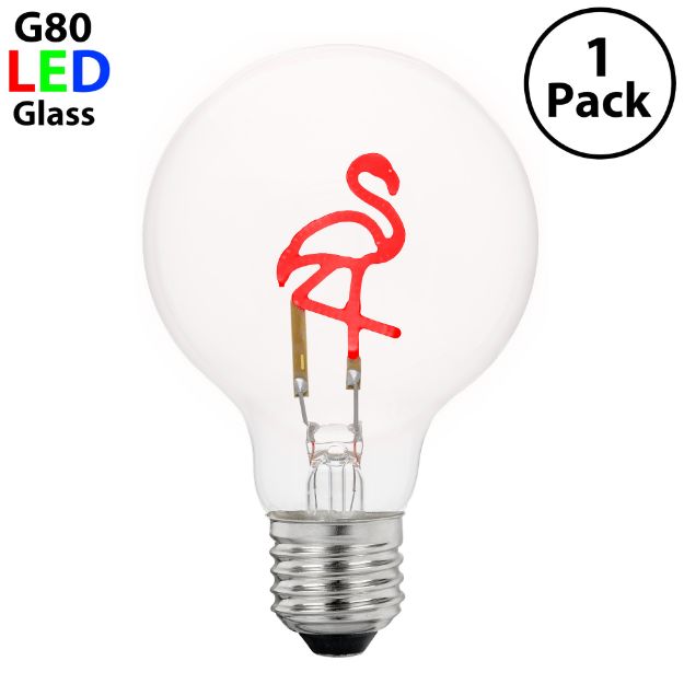 LED Flamingo Upright Decorative Filament G80 Medium Base Glass Bulb - 1pk