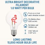 LED Flamingo Upright Decorative Filament G80 Medium Base Glass Bulb - 1pk