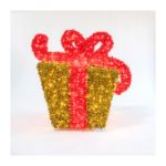 Gold and red 3D gift box with warm white LEDs