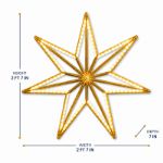 Gold seven-point star dimensions infographic