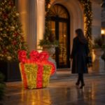 Gold and red 3D gift box at a luxury residence