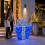 Blue and silver 3D gift box at a modern luxury residence