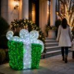 Green and white 3D gift box at a luxury residence
