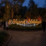 Happy Holidays display on a botanical garden holiday trail