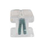 Front view of a clear universal SPT wire end cap