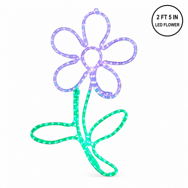 29-inch purple and green LED rope light flower