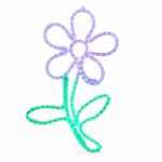 29-inch purple and green LED rope light flower on white background
