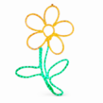 29-inch yellow and green LED rope light flower on white background
