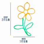 29-inch yellow LED rope light flower size graphic