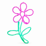 29-inch pink and green LED rope light flower on white background