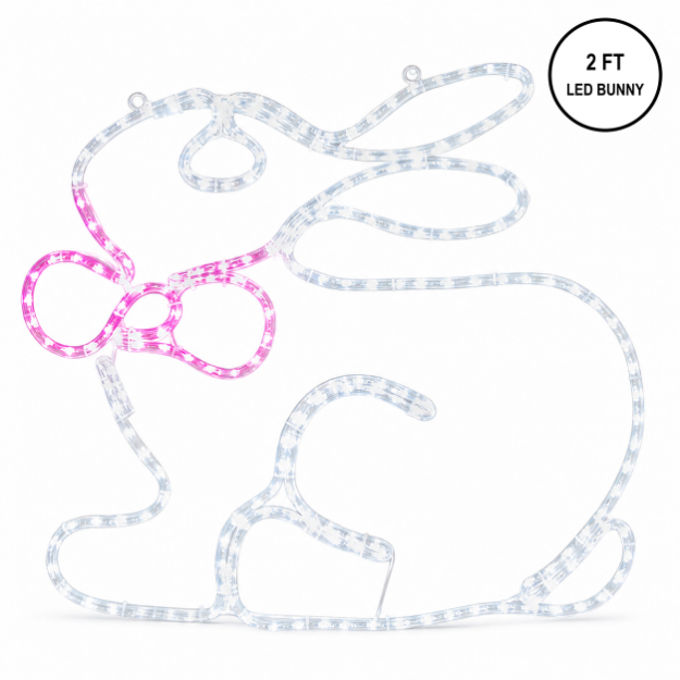 24-inch pure white and pink LED rope light Easter bunny