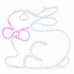 24-inch pure white and pink LED rope light bunny on white background