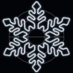 5 foot pure white LED snowflake lit against a night sky