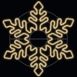 5 foot warm white LED snowflake lit against a night sky