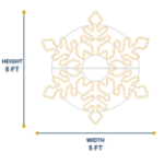Size diagram showing the 5 foot LED snowflake at 5 feet wide and 5 feet tall