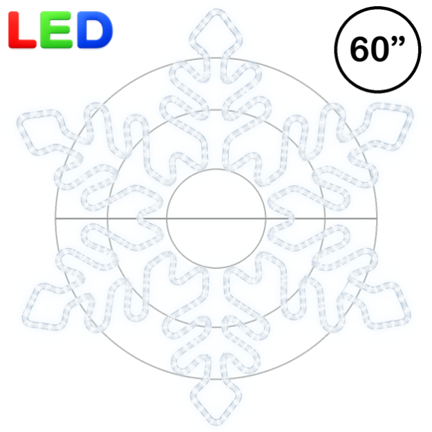 5 foot pure white LED rope light snowflake