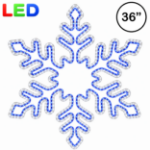 36 inch blue and pure white LED rope light snowflake