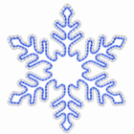 36 inch blue and pure white LED rope light snowflake on a white background