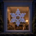 36 inch LED snowflake hung in a residential window