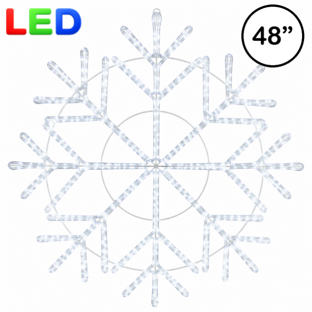 48 inch pure white LED rope light snowflake